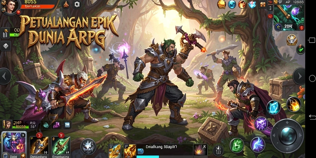Tampilan utama gameplay ARPG penuh aksi di 8055.