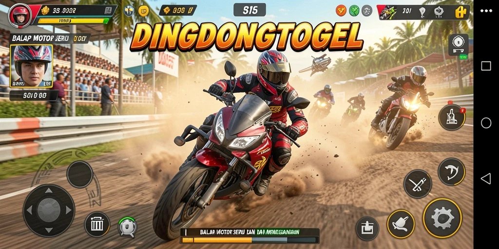 Screenshot gameplay DINGDONGTOGEL dengan balapan yang mendebarkan.