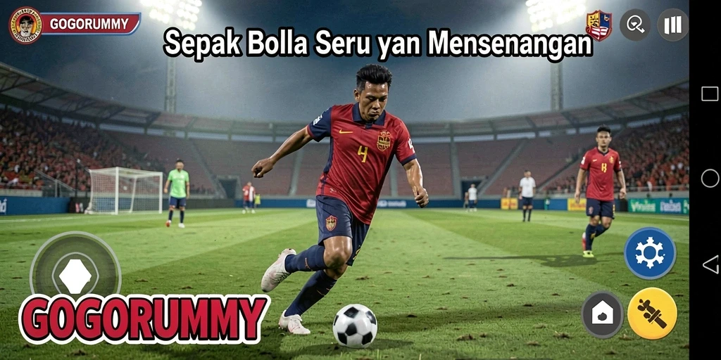 Tampilan dinamis dari pertandingan sepak bola yang seru.