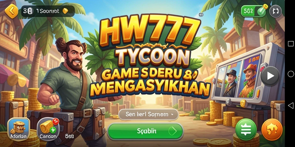 Tampilan menarik dari gameplay HW777 dalam membangun empire bisnis Tycoon.