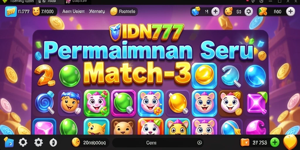 Gameplay seru IDN777 dengan aksi mencocokkan tiga item.