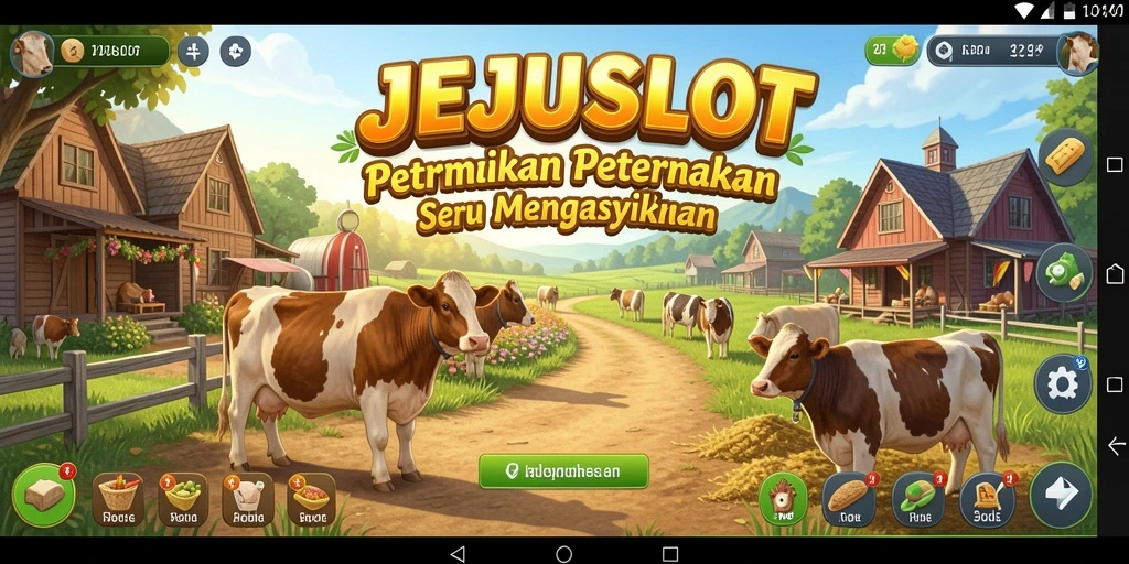 Gameplay JEJUSLOT yang menampilkan lahan pertanian yang indah.