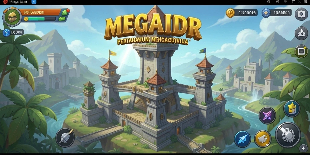 Gameplay mendebarkan dalam MEGAIDR dengan menara bertahan dari serangan musuh.