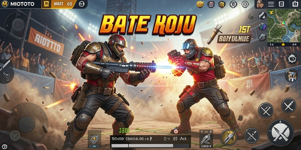 Tangkapan layar menampilkan aksi seru dalam MIOTOTO di arena Battle Royale.