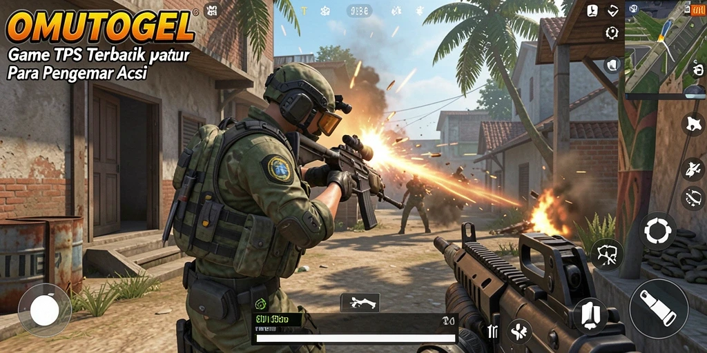 Tampilan gameplay seru dalam pertempuran TPS yang mendebarkan.