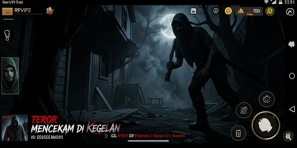 Screenshot RPVIP2 menampilkan suasana gelap dan menakutkan dari gameplay.