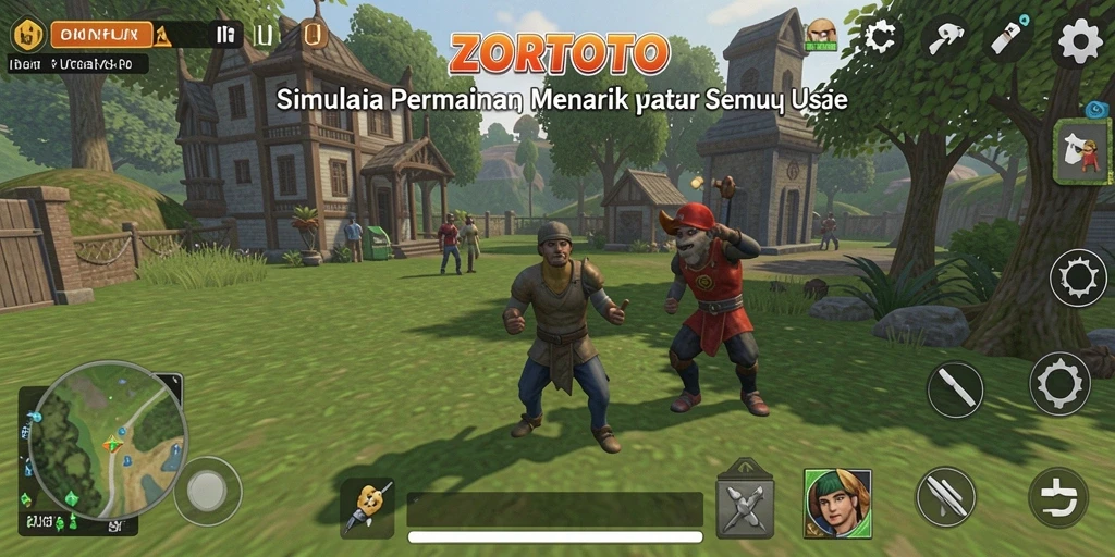 Tampilan gameplay seru dari ZORTOTO yang menunjukkan misi dan aktivitas menarik.